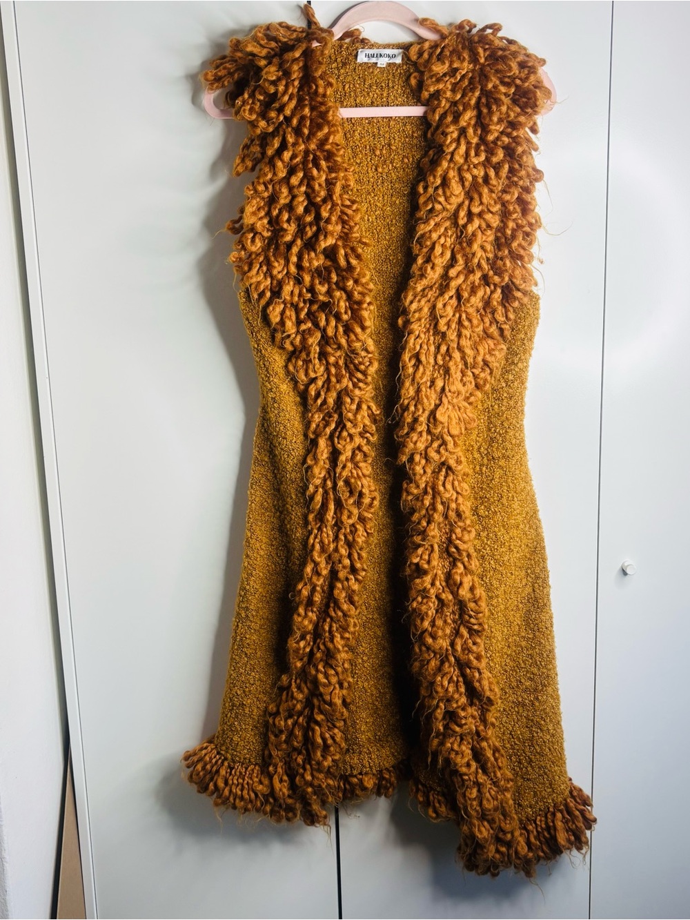 Bouclé Knit Vest in Warm Mustard